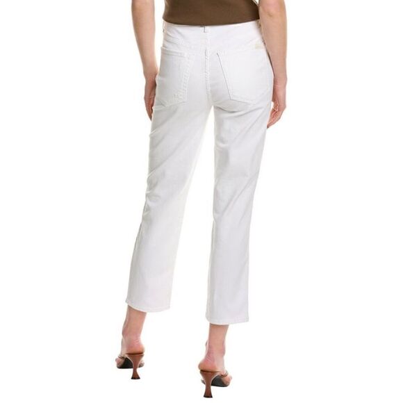 NWT 7 For All Mankind Distressed High-Waist Crop Straight Button Fly in White 32 - Picture 9 of 14